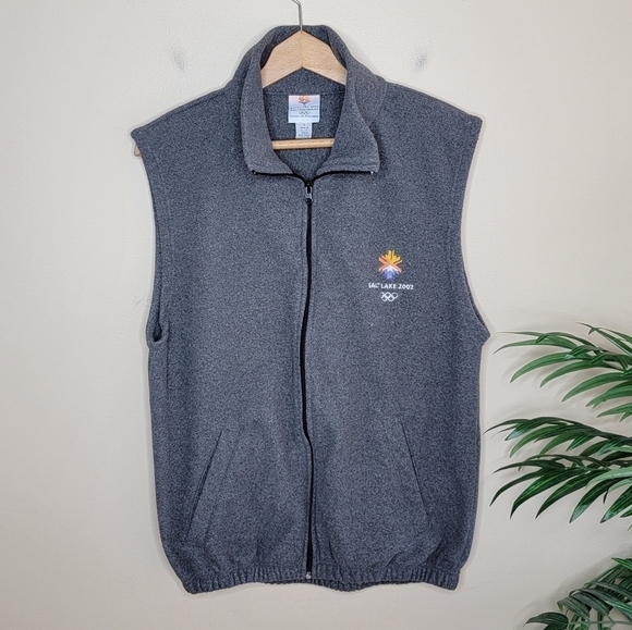 Winter Olympics Salt Lake 2002 Gray Fleece Zipper Vest Size Small - Picture 1 of 5